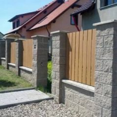 WPC kerítés elem íves, barna tölgy mintázat 1,0m