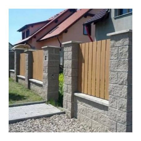 WPC kerítés elem íves, sötét barna tölgy mintázat 1,5m