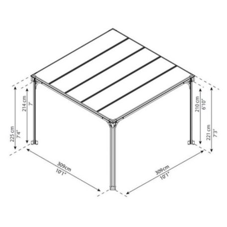 Kerti pavilon Milano 3000 szürke 3,09x3,09m