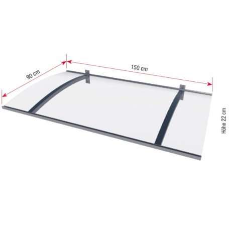 Előtető 3mm acryl 150x90 ezüst